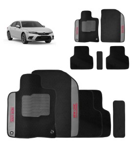 Jogo de Tapete Carpete New Civic 2017 a 2026 Preto 5 Peças