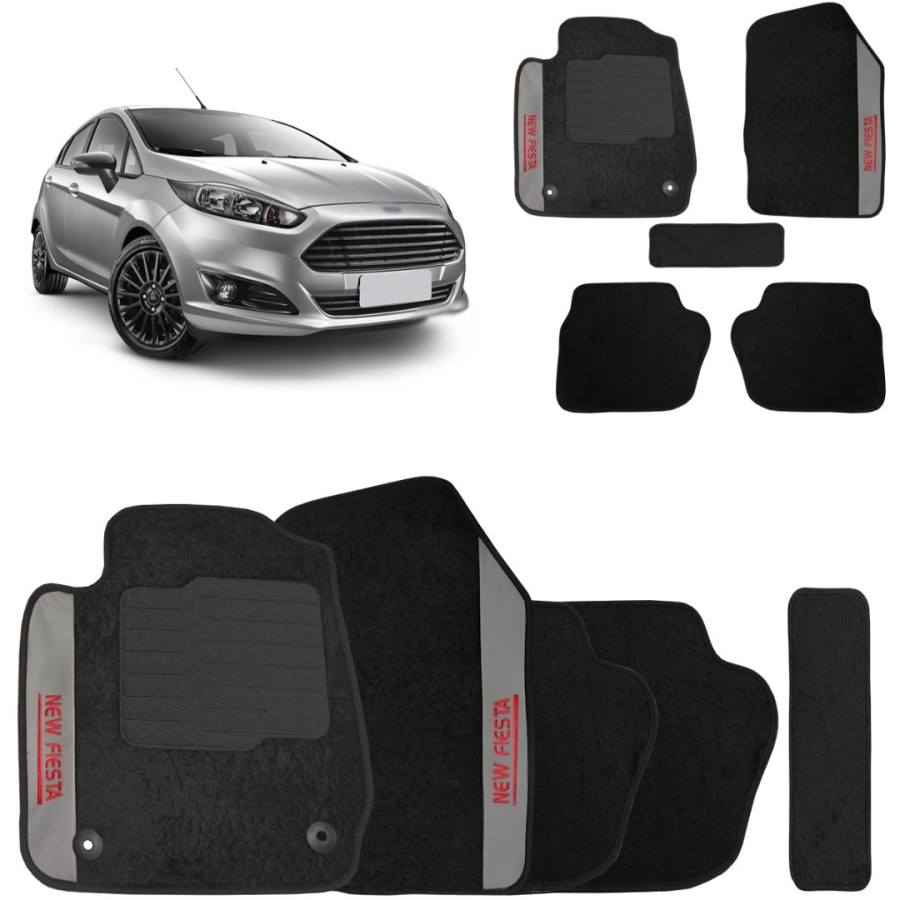Jogo de Tapete Carpete New Fiesta 2016 a 2019 Preto 5 Peças